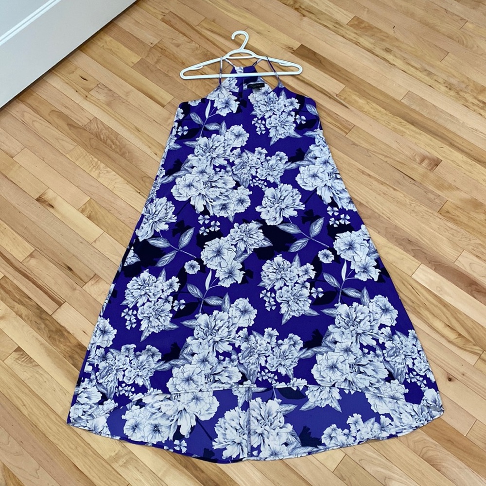 TAHARI floral high low maxi dress
